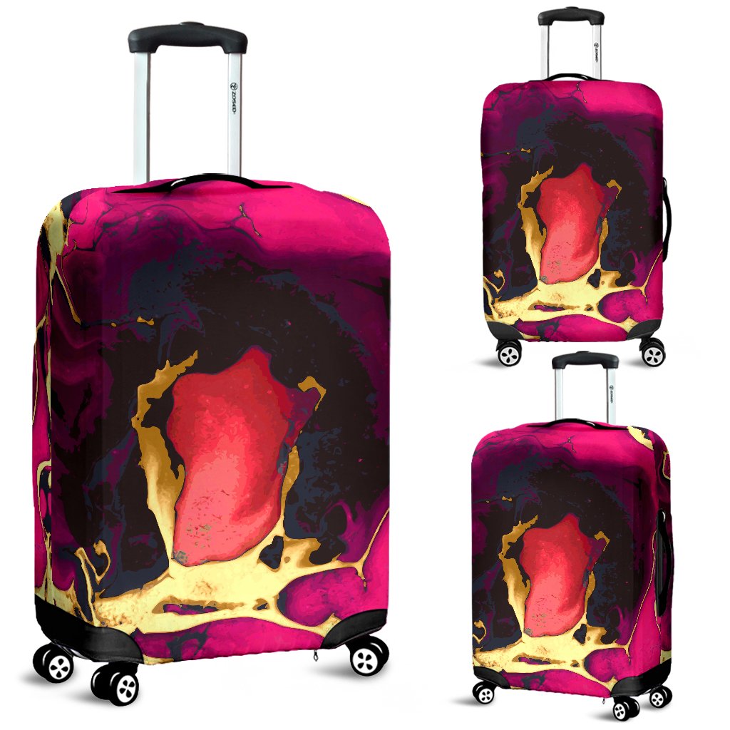 pink marble luggage