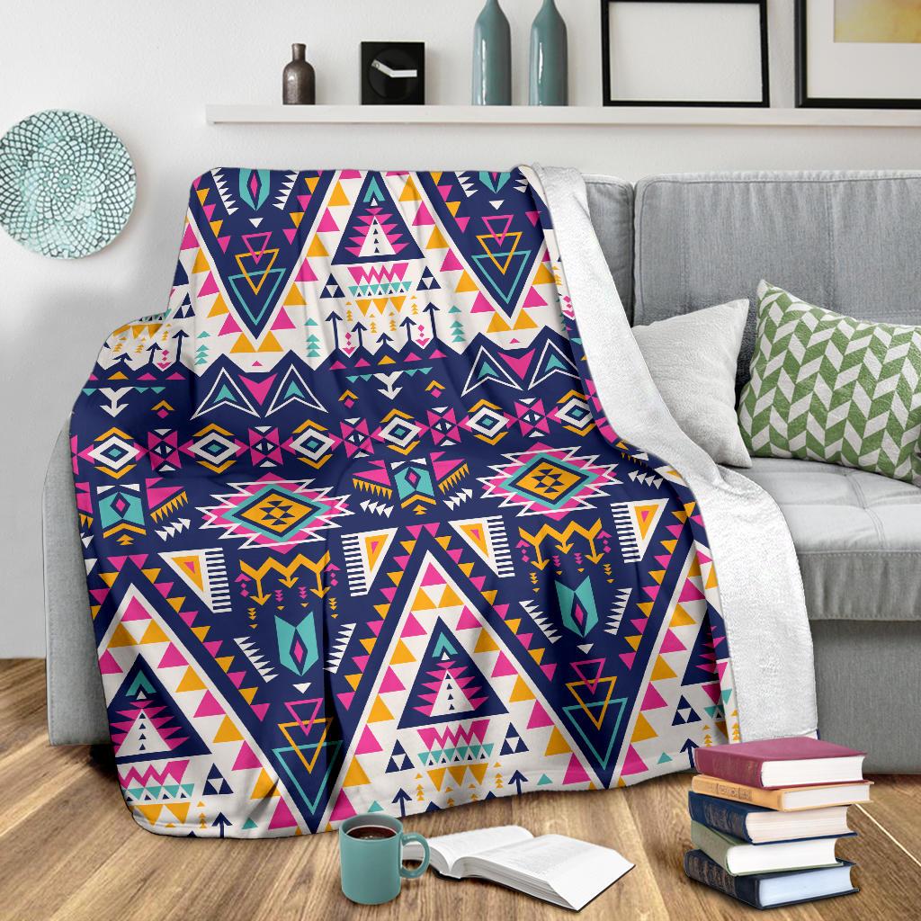 Pink Tribal Aztec Native American Fleece Blanket - JorJune