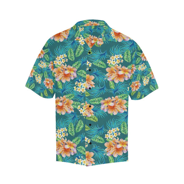 Plumeria Tropical Flower Design Print Men's Hawaiian Shirt - JorJune