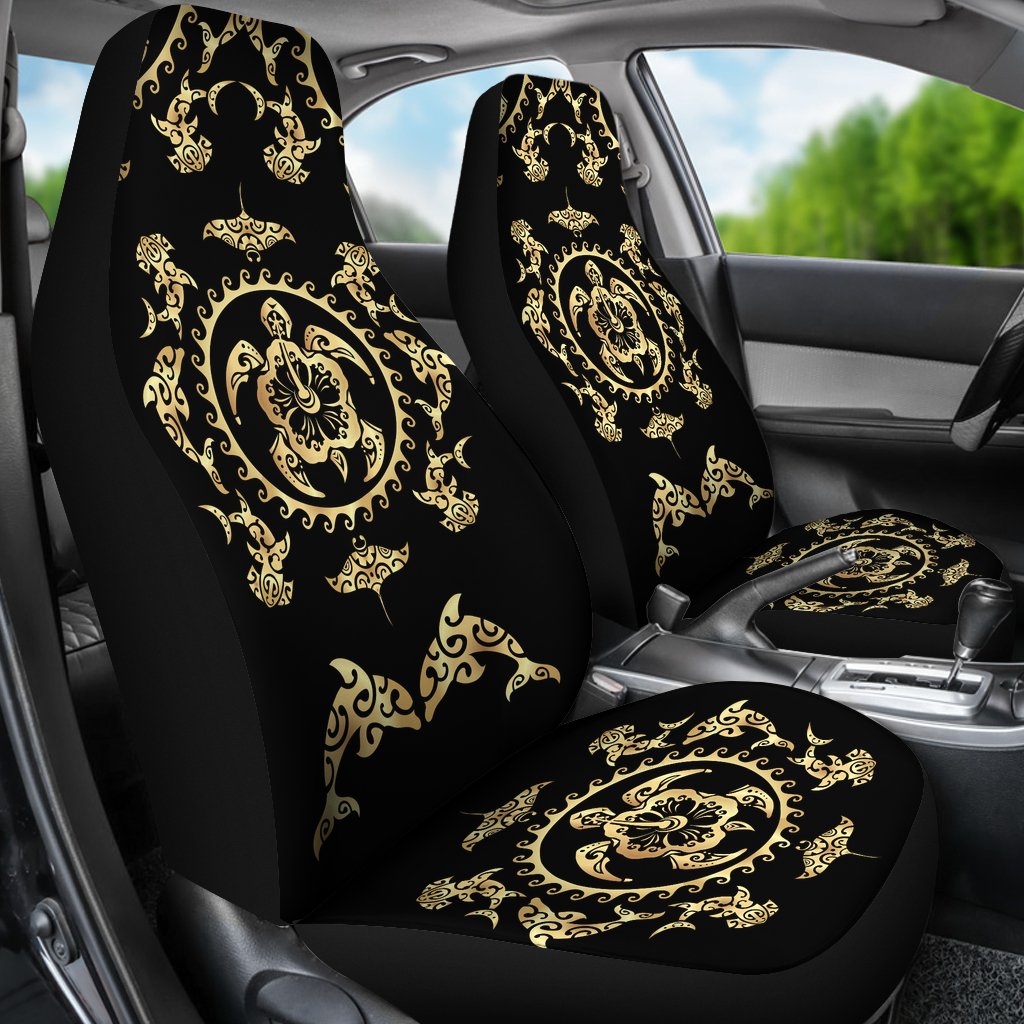 Polynesian Tribal Sea Turtle Hawaiian Universal Fit Car Seat Covers Jorjune 