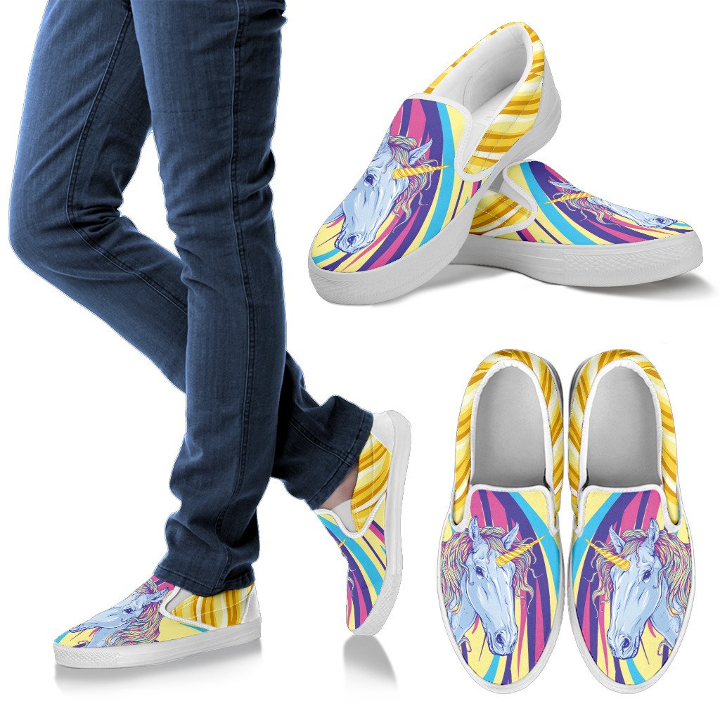 Rainbow Unicorn Men Slip On Shoes - JorJune