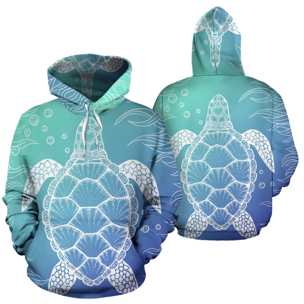 Sea Turtle Blue Design Pullover Hoodie - JorJune