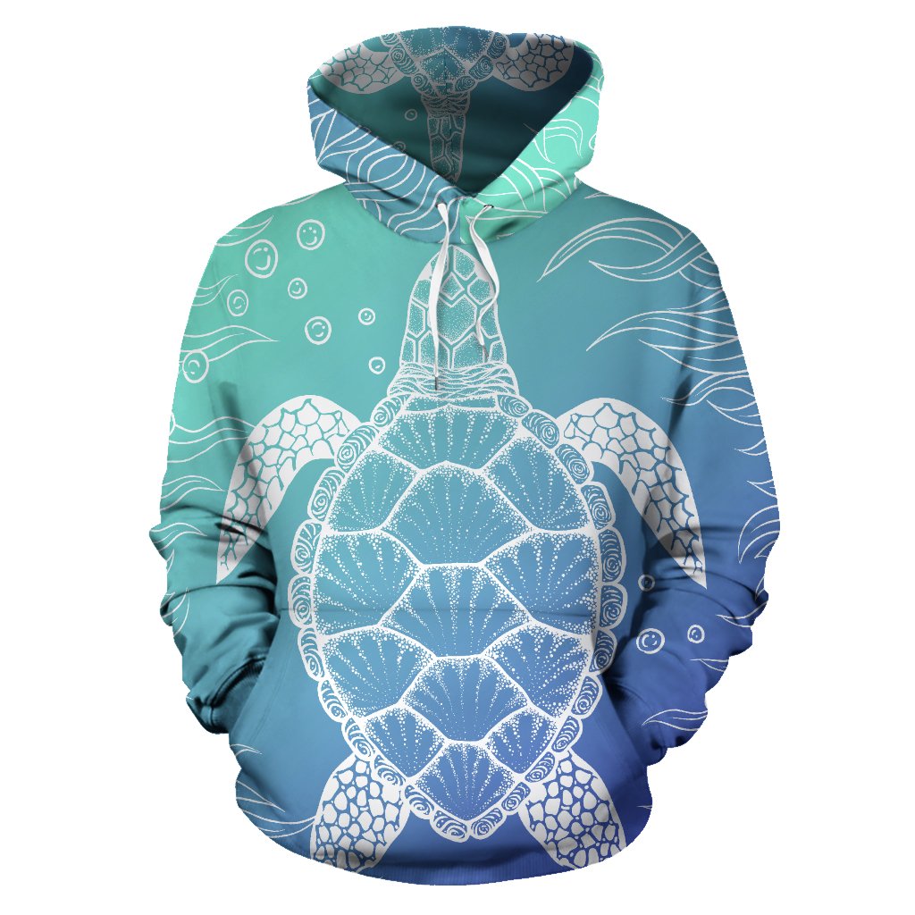 Sea Turtle Blue Design Pullover Hoodie - JorJune