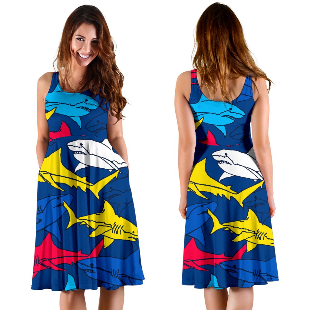 Shark Color Pattern Midi Dress - JorJune