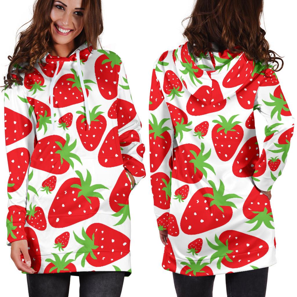 Strawberry Pattern Print Design Sb01 Women Hoodie Dress Jorjune 