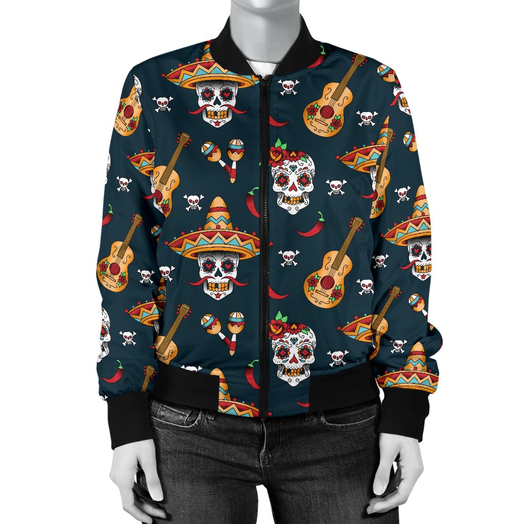 Sugar Skull Mexican Women's Bomber Jacket - JorJune