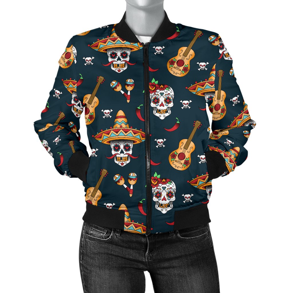 Sugar Skull Mexican Women's Bomber Jacket - JorJune