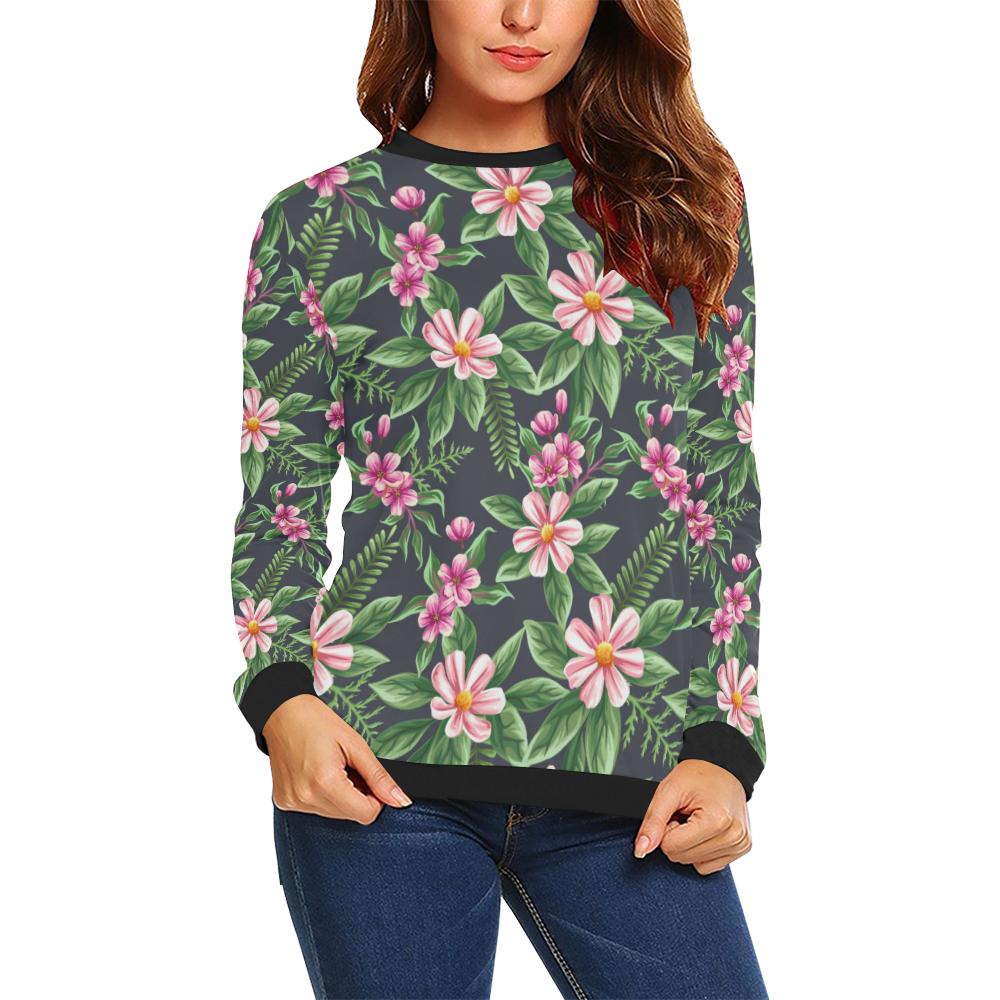 Summer Floral Pattern Print Design SF010 Women Long Sleeve Sweatshirt ...