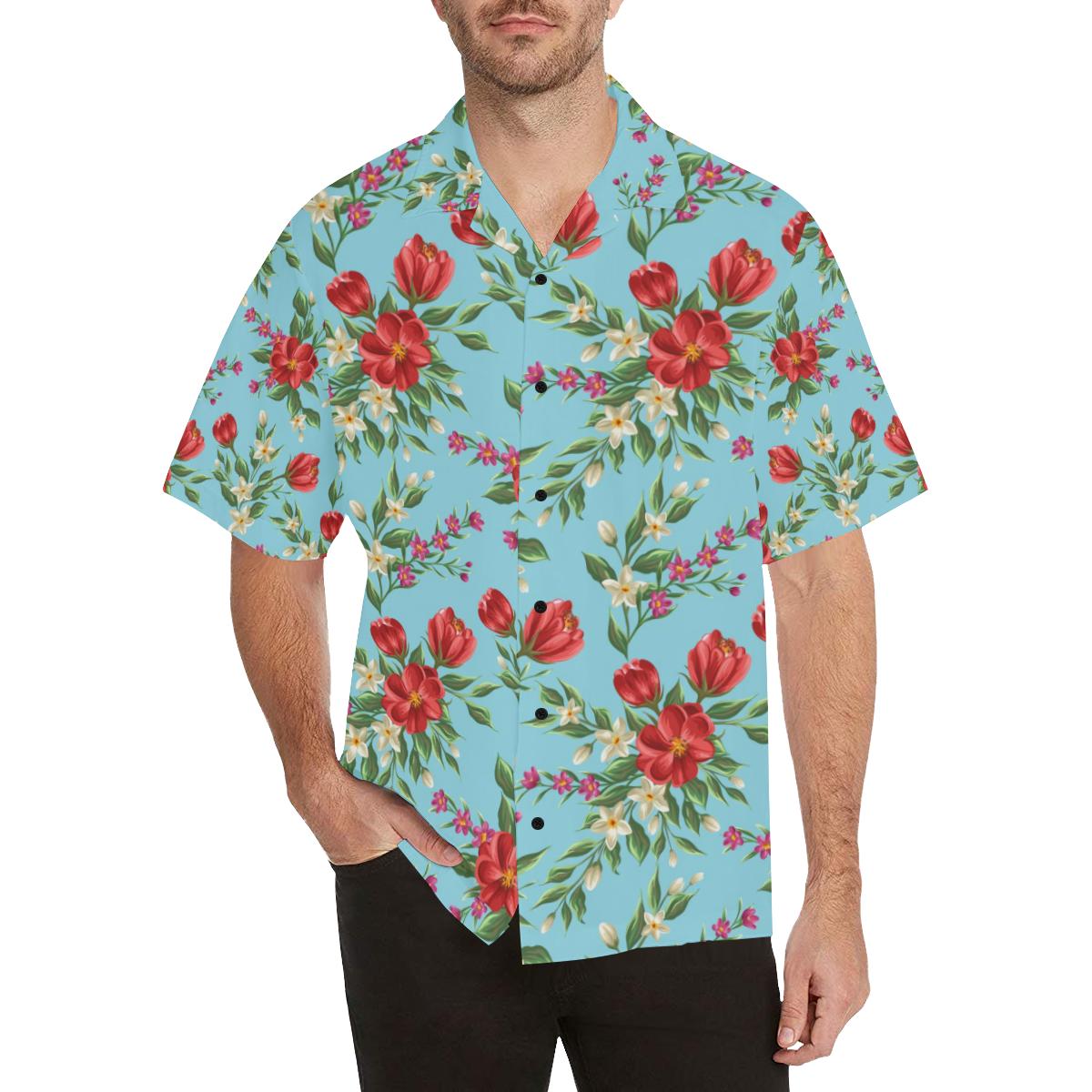 Summer Floral Pattern Print Design SF011 Men's Hawaiian Shirt - JorJune