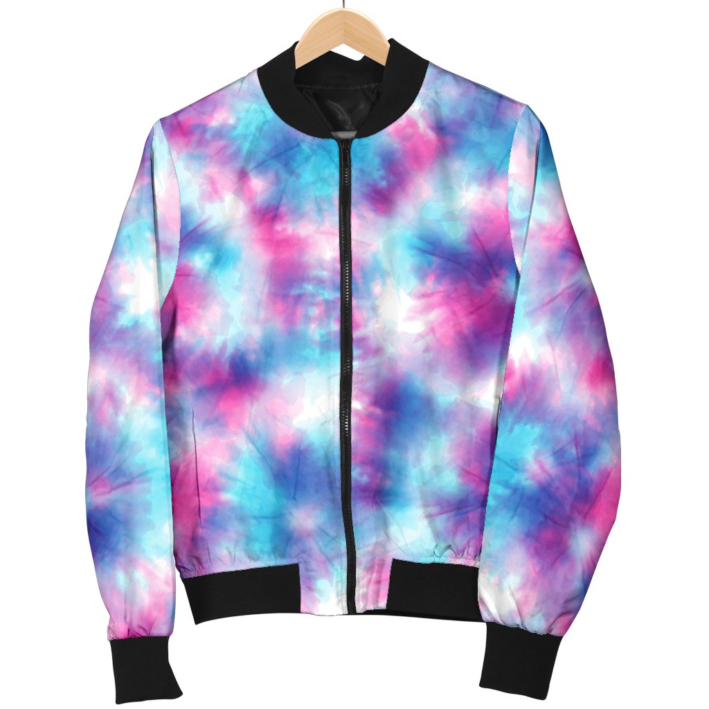 Tie Dye Blue Pink Women's Bomber Jacket - JorJune