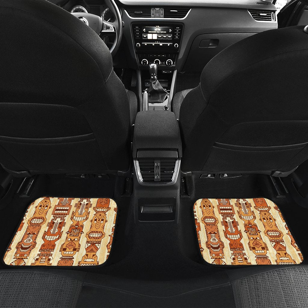 Tiki Orange Vertical Pattern Front And Back Car Floor Mats Jorjune