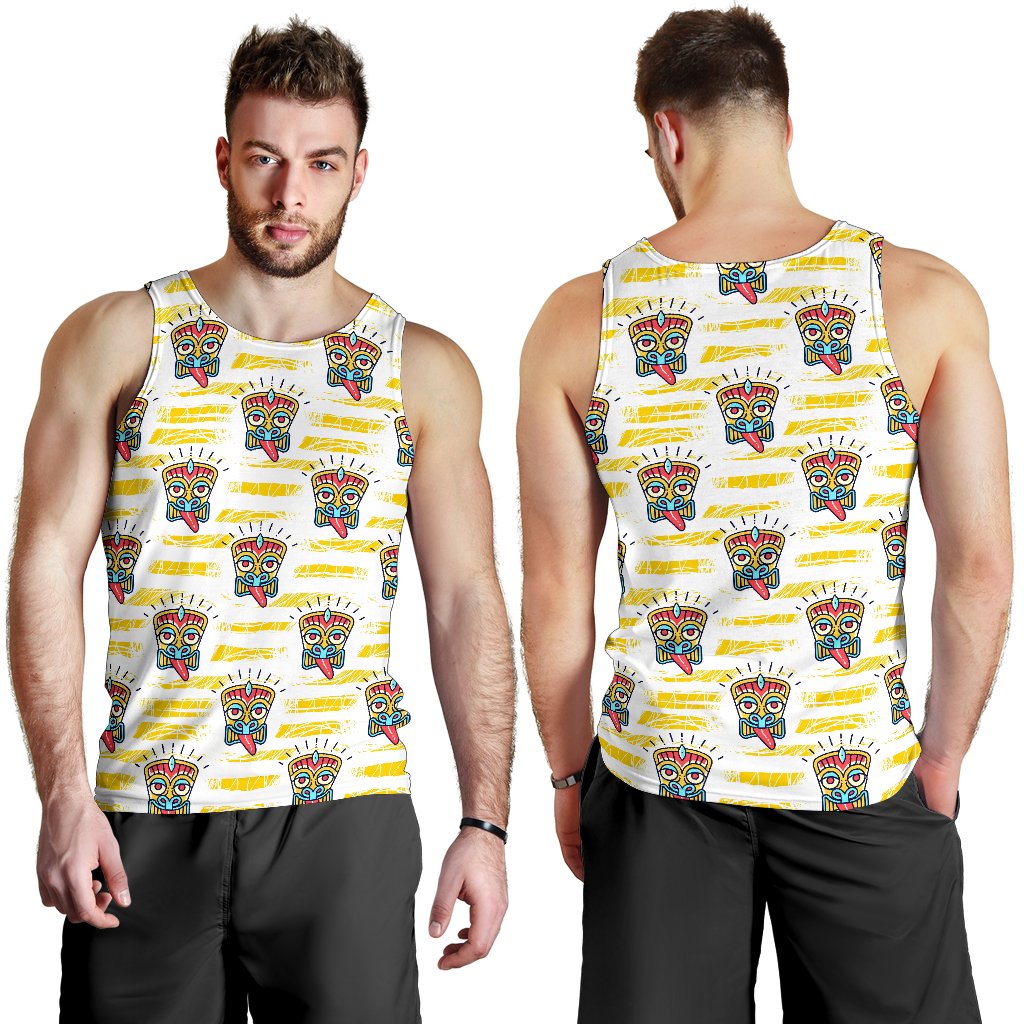 Tiki Smile Symbol Print Pattern Men Tank Top - JorJune