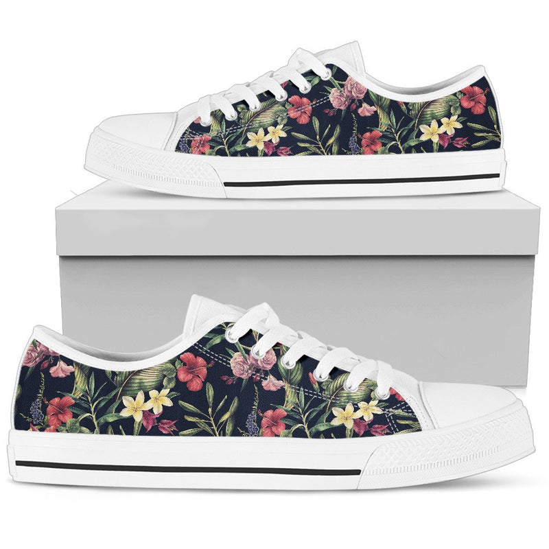 Tropical Flower Pattern Men Low Top Shoes - JorJune