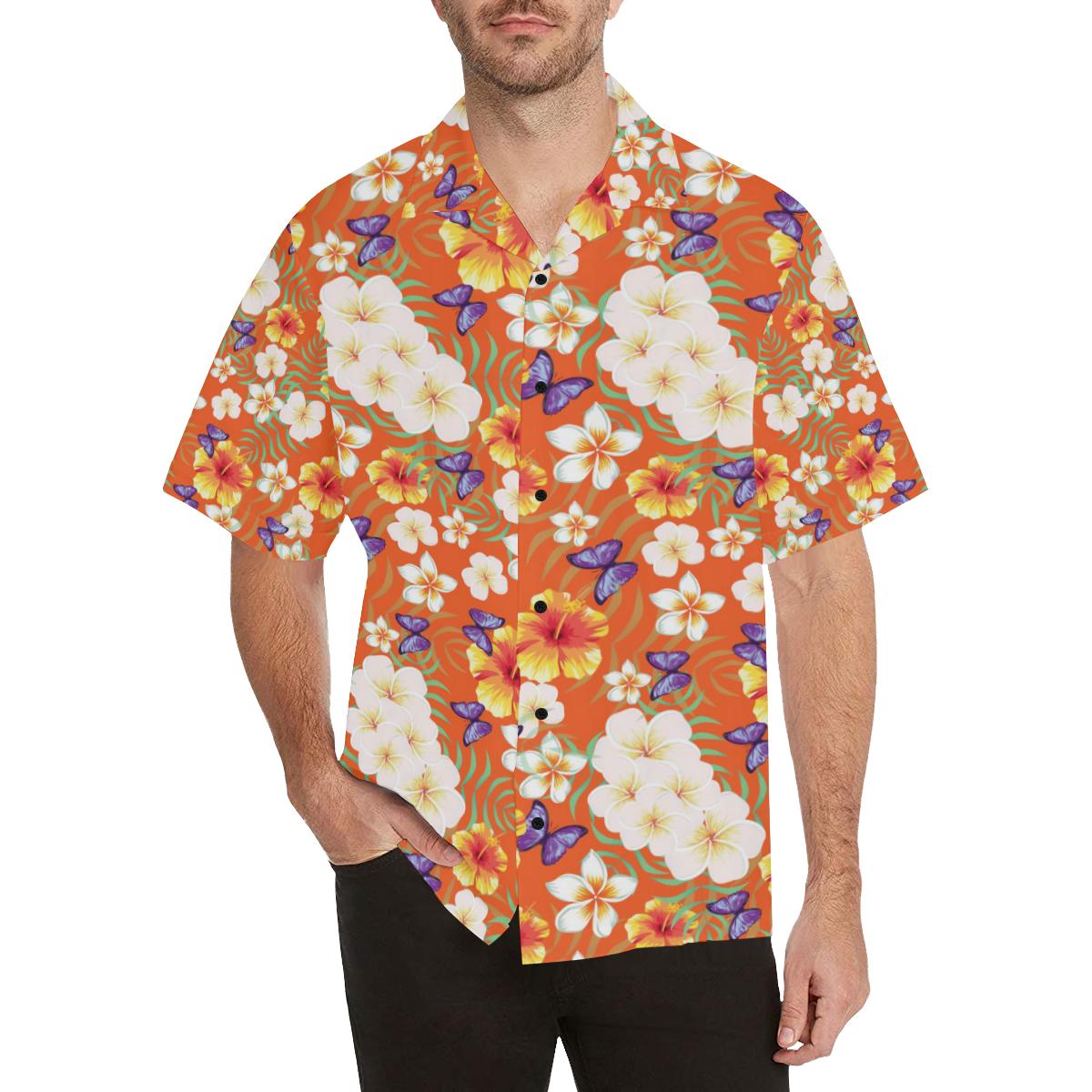 Tropical Flower Pattern Print Design TF027 Men's Hawaiian Shirt - JorJune