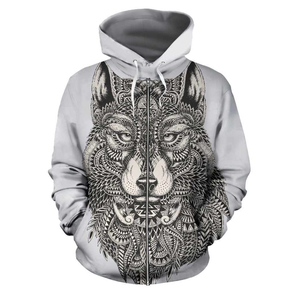 wolf zip up hoodie