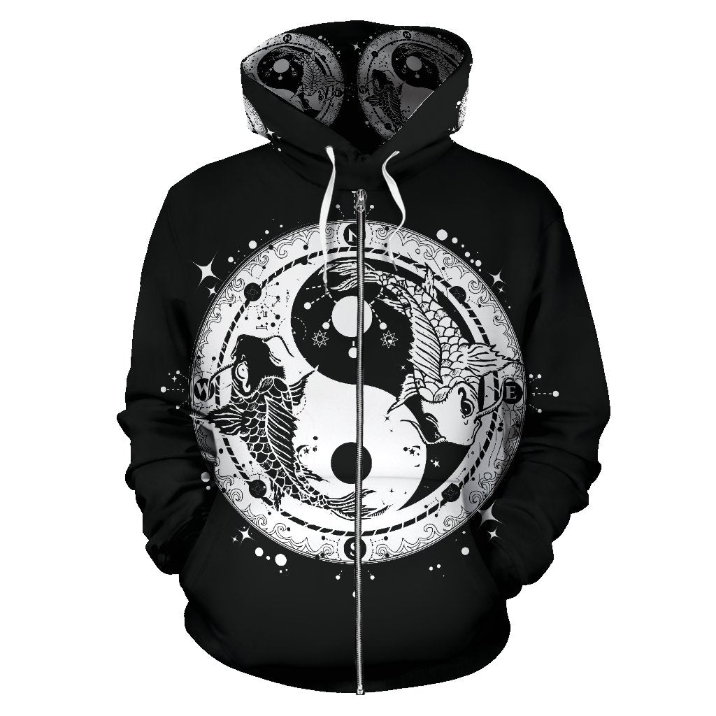 Yin Yang Koi Fish Zip Up Hoodie - JorJune