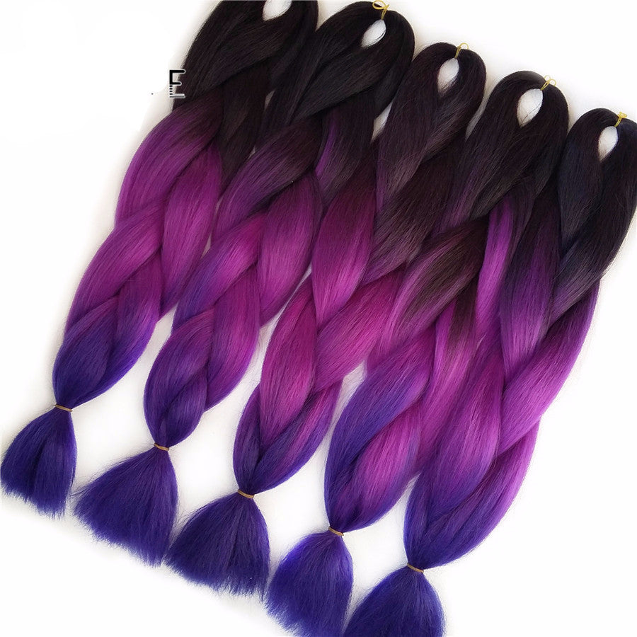 Purple Braiding Hair ombre Two Tone High Temperature Fiber ...