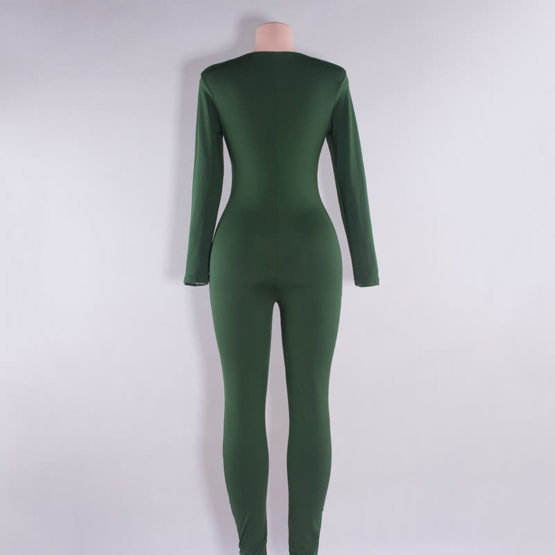 green tight jumpsuit