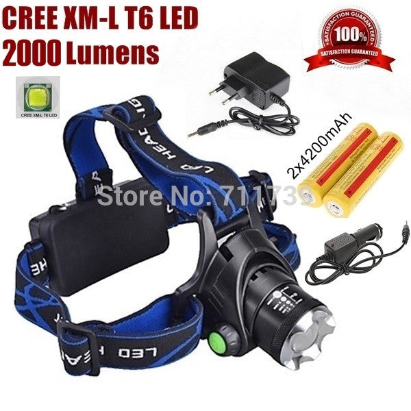 Head Light Head Lamp Led 3000lm Rechargeable Headlights Battery Gifts Leads