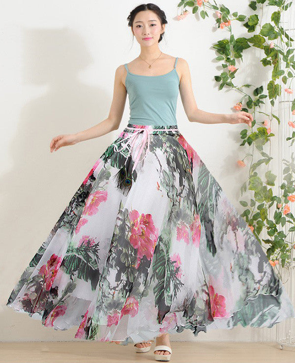 long skirt flower print