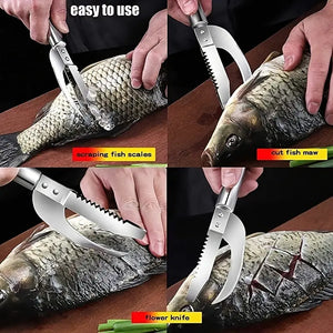 Premium 3-in-1 Stainless Steel Fish Maw Knife - Scrape Scales, Cut Fish fast ! - Walleyecenter