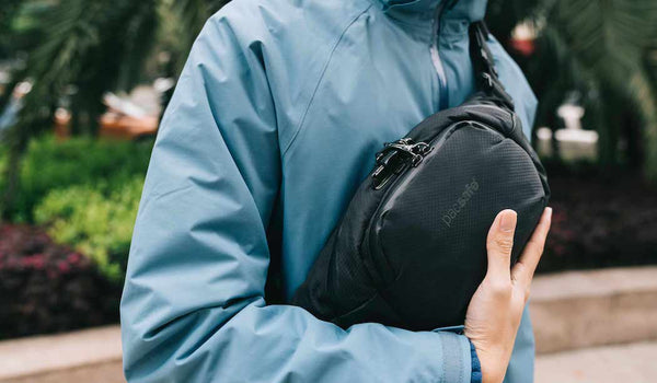 Men wearing sling bag across the front