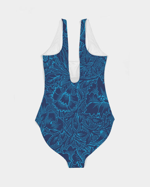 Blue Floral Women's One-Piece Swimsuit