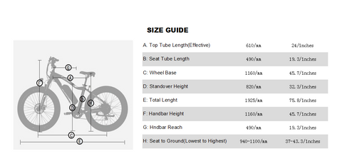 Ecotric Rocket Size Guide