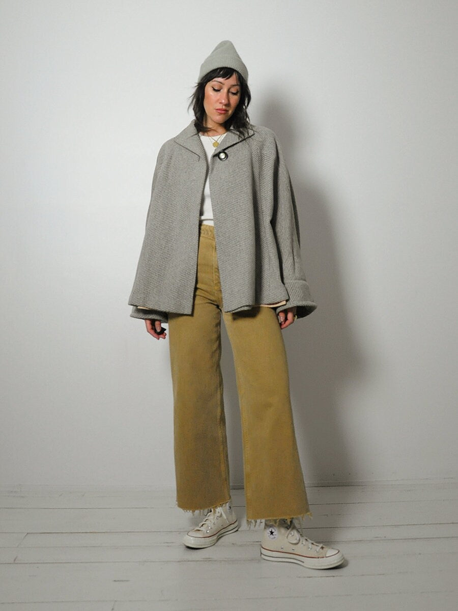 Vintage Oatmeal Heathered Wool Button-Front Swing Coat, Circa 1960s —  portmanteau new york