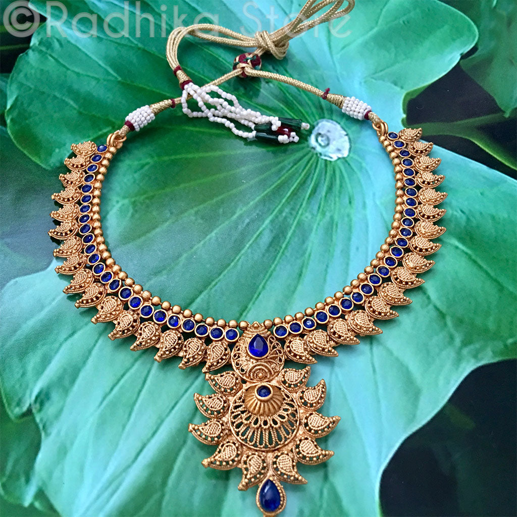 Blue Sapphire Chandrika Pearl Necklace 