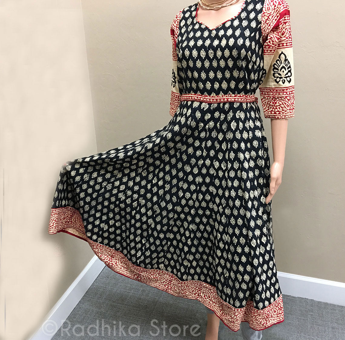 cotton block print dress