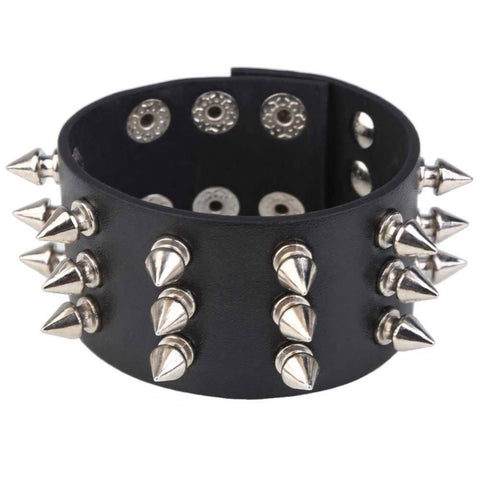 Unisex Black Leather Spiked Bracelet – Byker Gyrlz