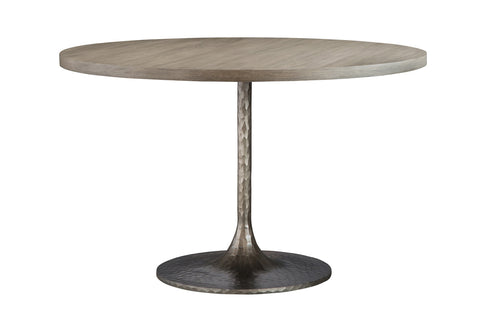 hammered metal round dining table