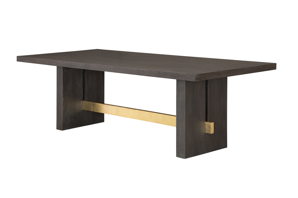 Nuio Rectangular Wood and Gold Leaf Dining Table