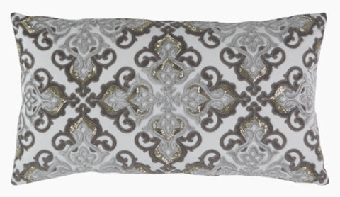 grey velvet lumbar pillow