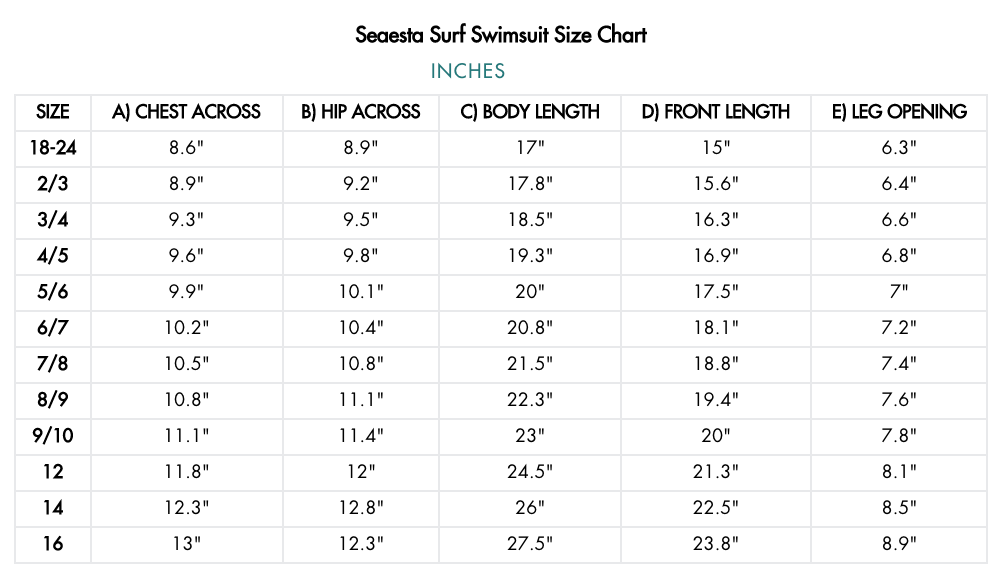 Size Guide – Sabal Swim