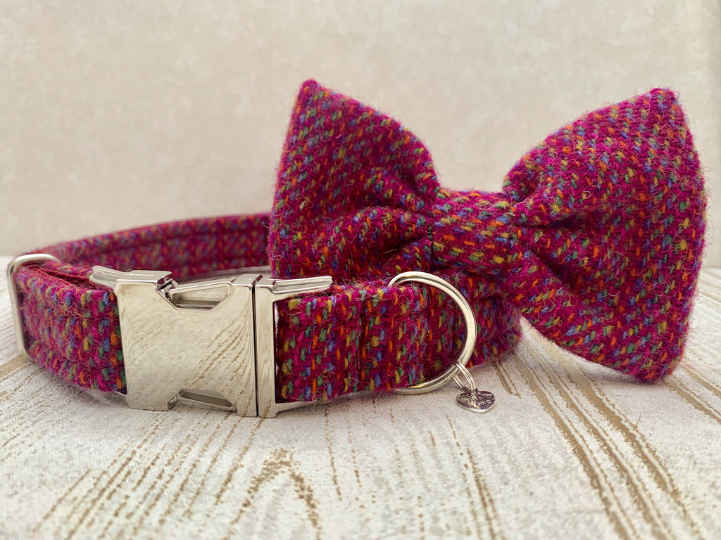 pink bow tie dog collar