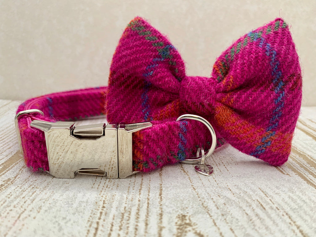 pink dog collar with bow