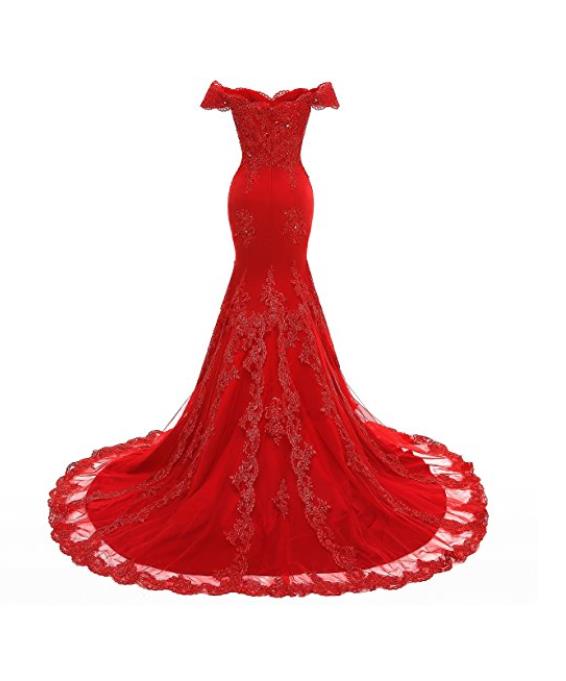 Mermiad Off The Shoulder Beaded Red Best Prom Dresses Evening Dresses ...