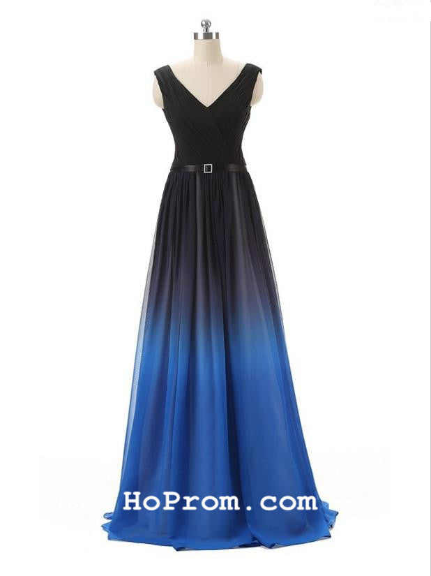 black and blue ombre prom dress