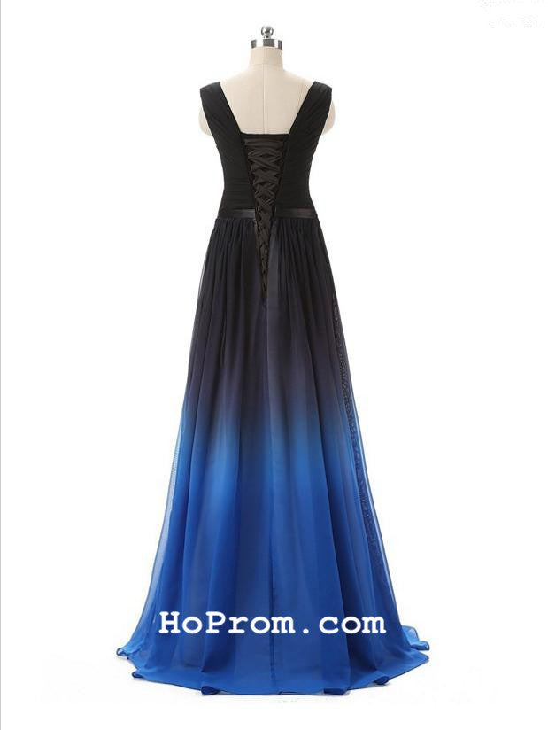 A Line Ombre Prom Dress Black Blue Ombre Prom Dresses Ombre Evening Dr Hoprom 8113