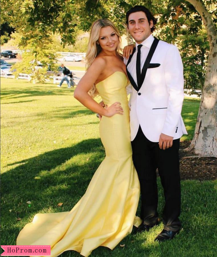 Strapless Mellow Yellow Long Prom Dress – Hoprom