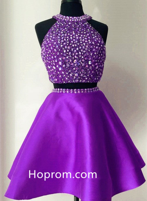 purple short prom dresses