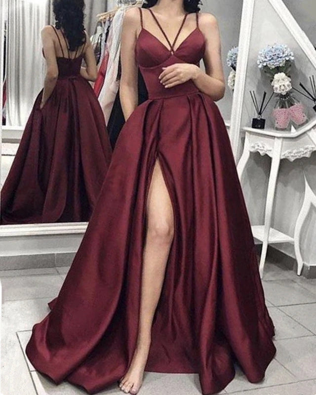 evening gown with high slits