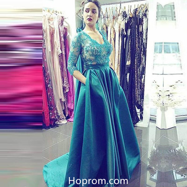 V-neck Appliques Prom Dress, Elegant Prom Formal Dresses – Hoprom