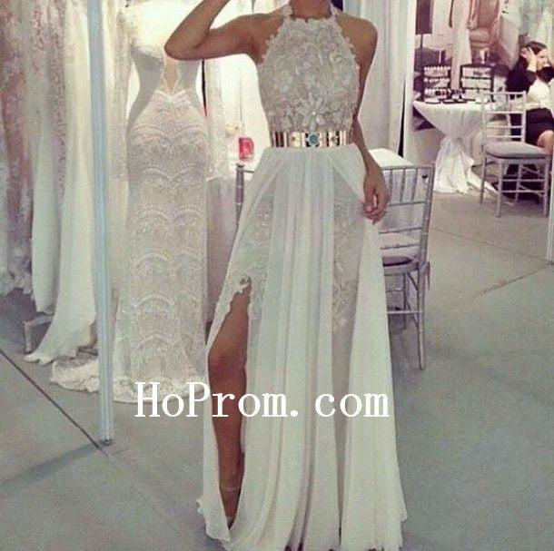white halter prom dress