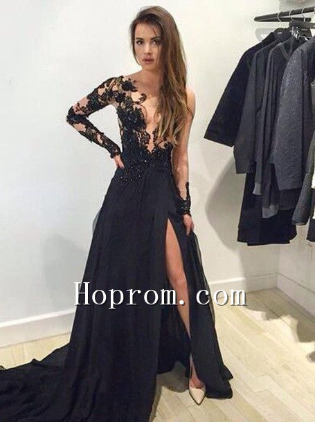 black prom dresses with sleeves