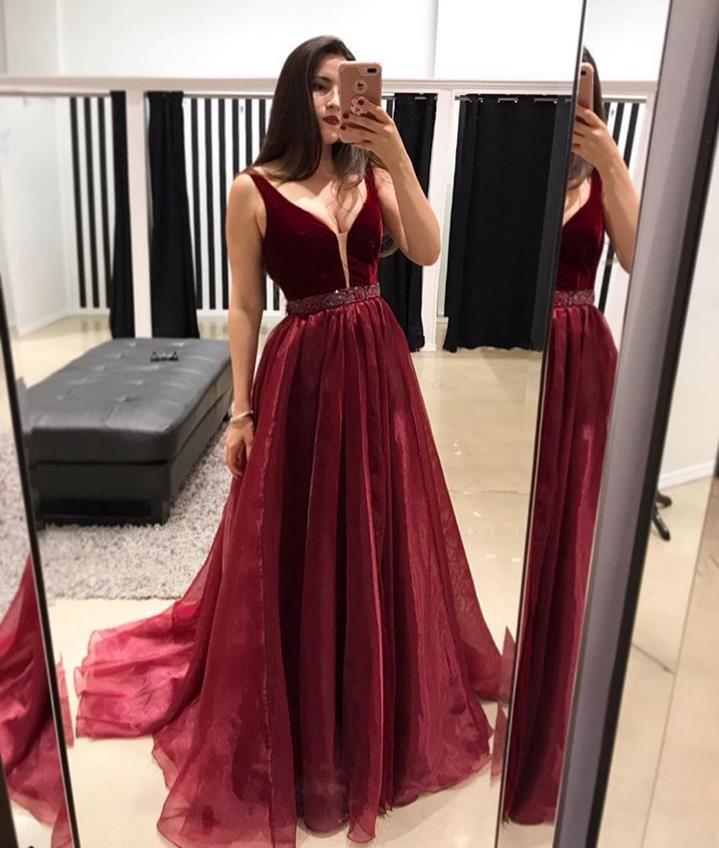 plunging neckline evening dress