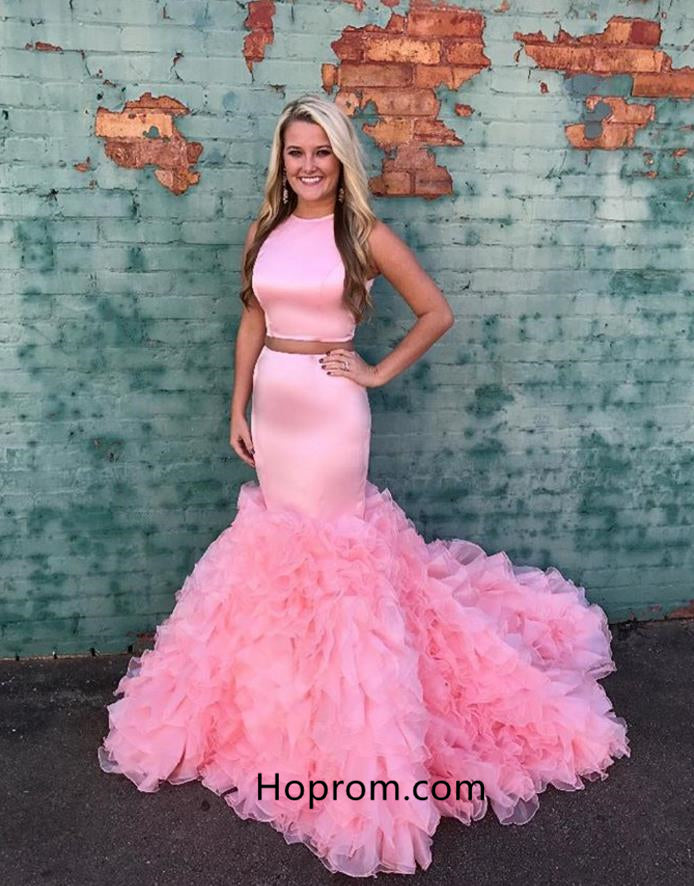 baby pink mermaid prom dress