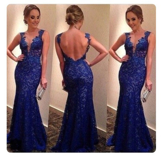 blue lace prom dresses